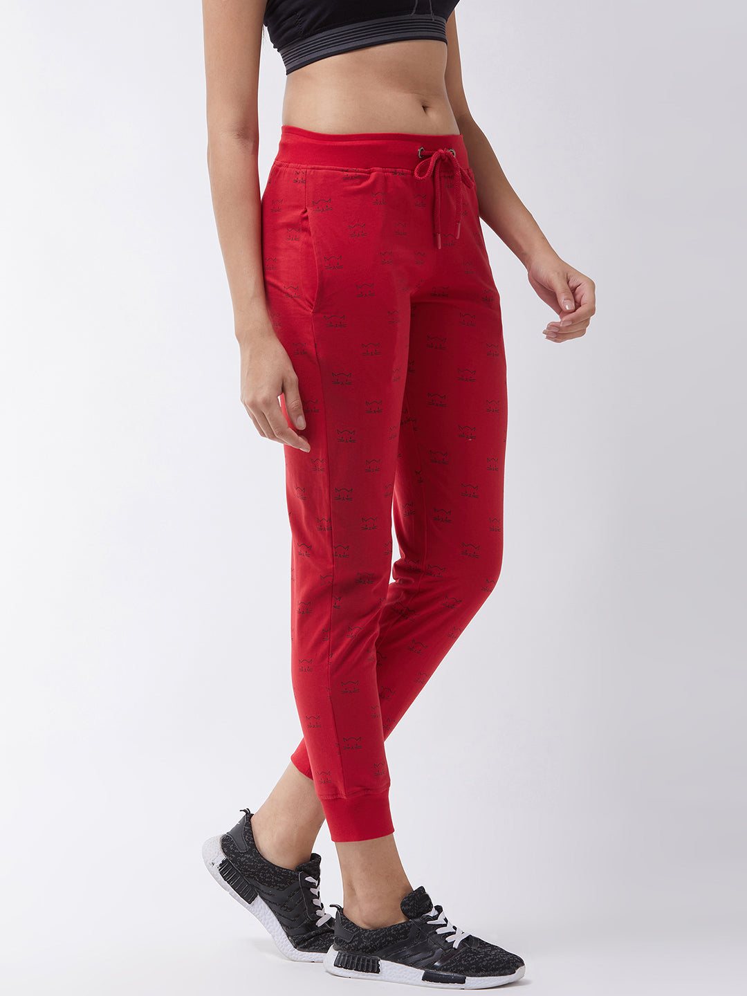 Modeve Printed Women Red Track Pant