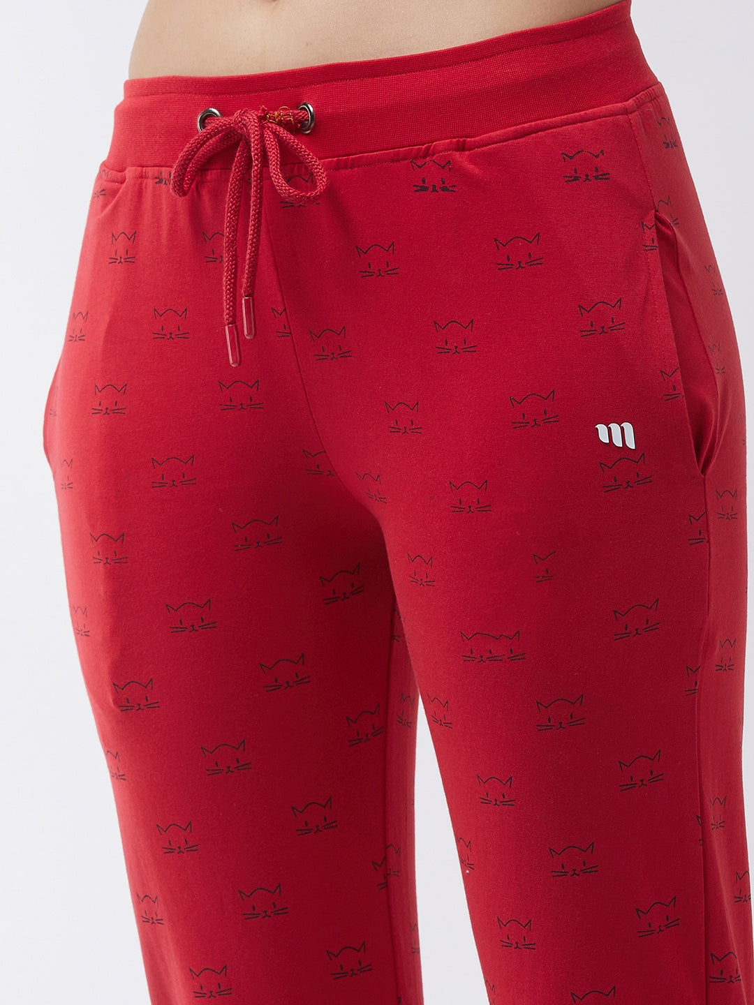 Modeve Printed Women Red Track Pant