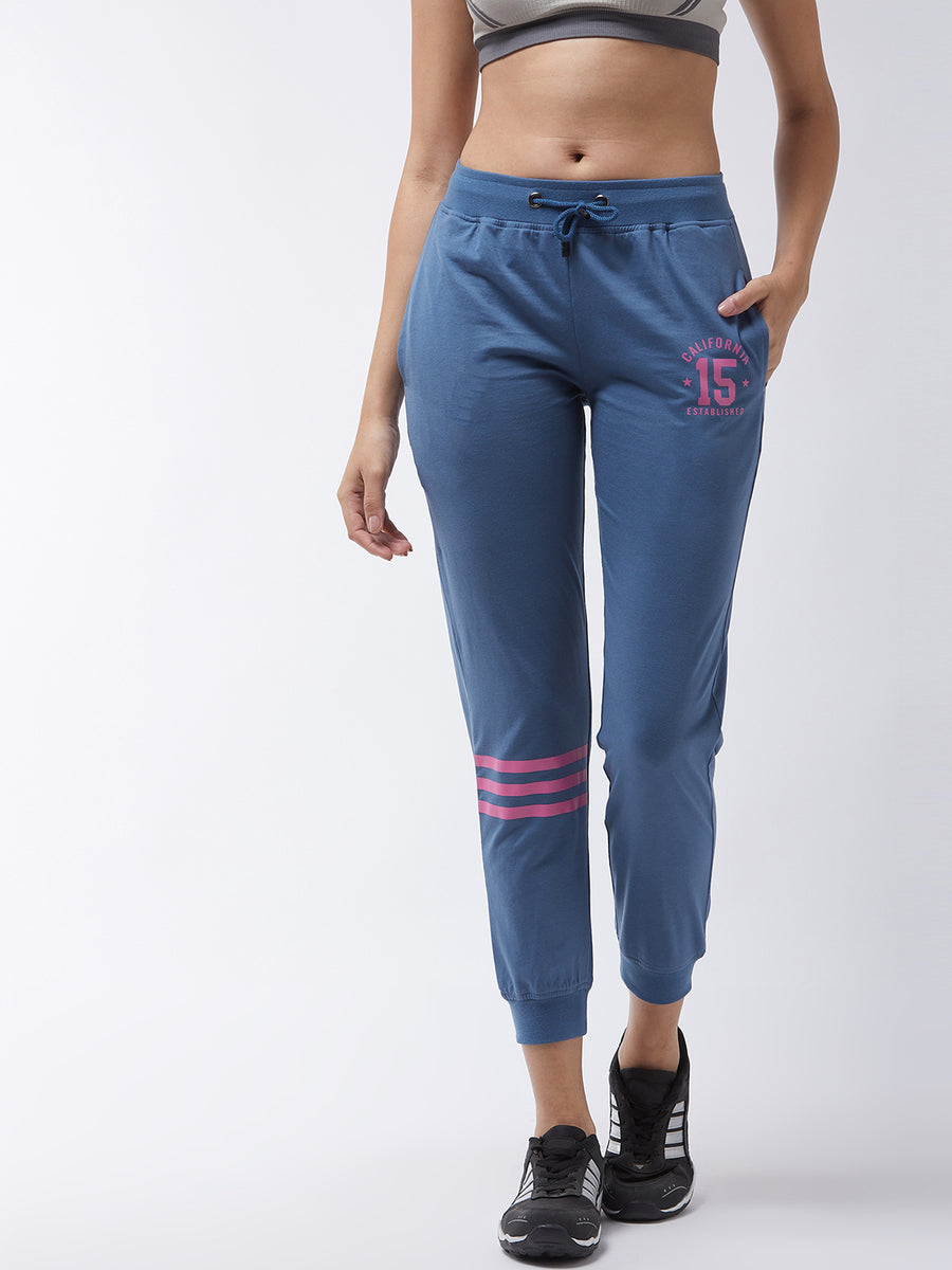 Modeve Printed Women Blue Track Pant