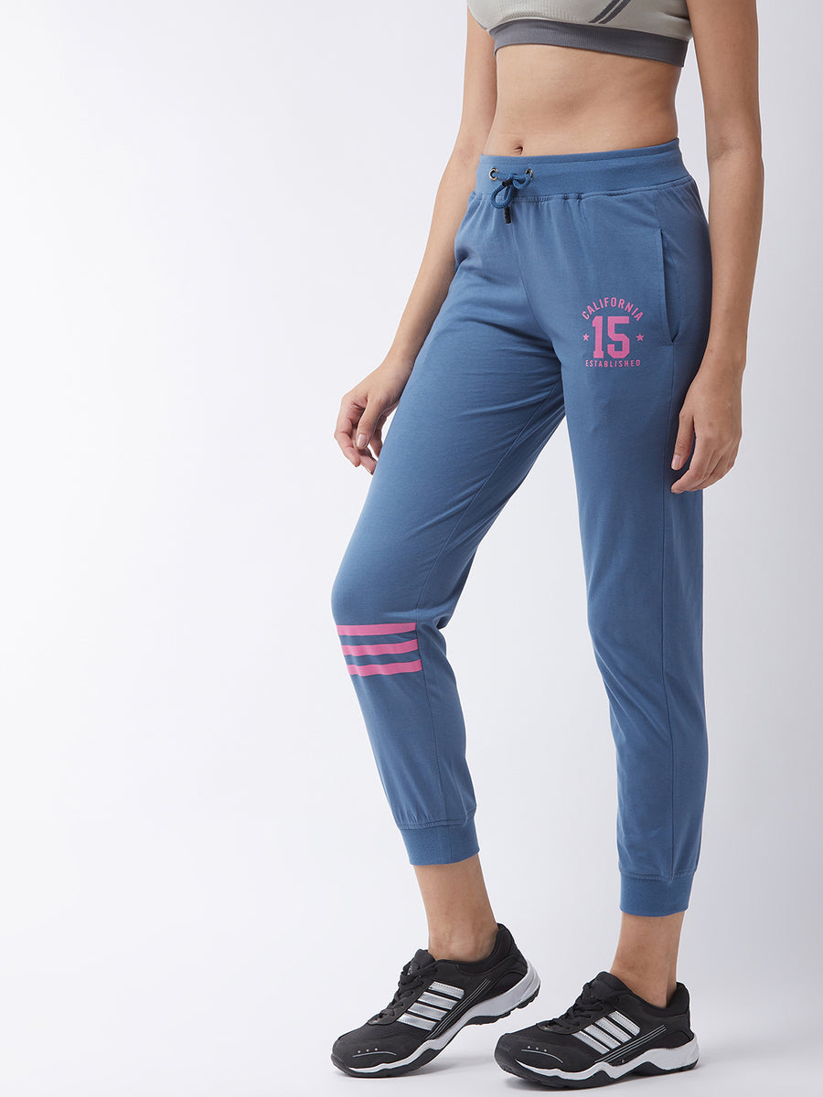 Modeve Printed Women Blue Track Pant